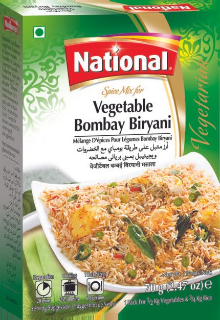 National Vegetable Bombay Biryani 12x55g